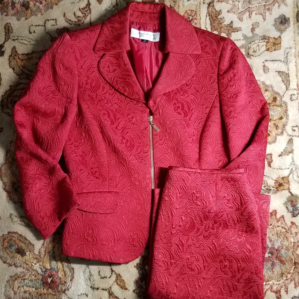 Red Tahari Skirt Suit